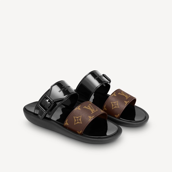 { Louis Vuitton } Sunbath Flat Mules Black Sandal - Picture 13 of 15